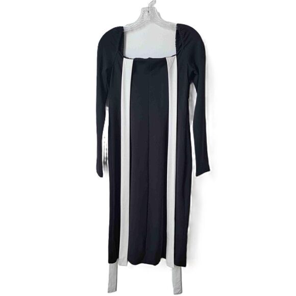 NEW Black Long Sleeve Bow Strap Square Neck Midi Dress Size Medium - Picture 9 of 9